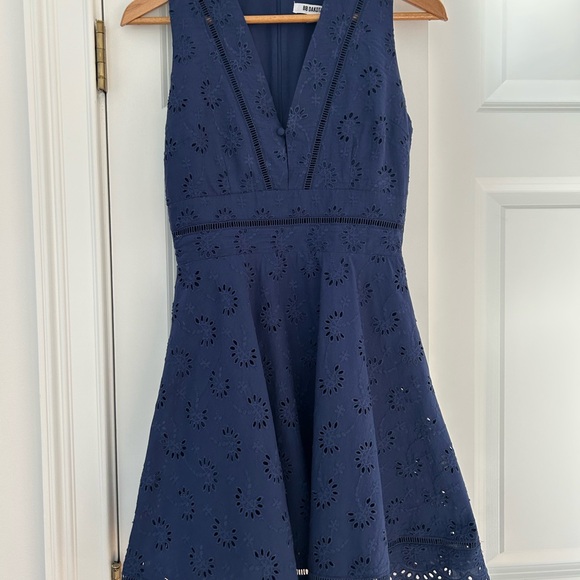 BB Dakota Dresses & Skirts - BB Dakota Navy Eyelet V-Neck Fit & Flare Dress